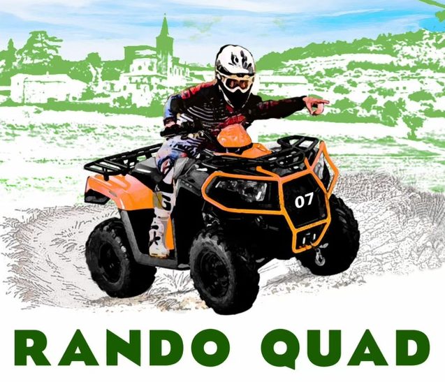 le logo de rando quad ardeche avec les coordonnées mail et téléphone